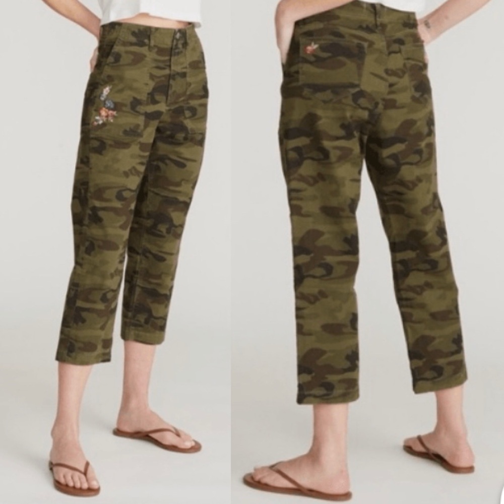 DIRFTWOOD Tabitha Straight leg Camo Foral Embroidery Twill Pant size‎ 33